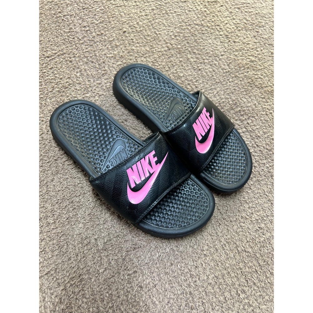 Nike Benassi JDI Black Pink Women Athletic Slide Sandals 343881-061 Size 7